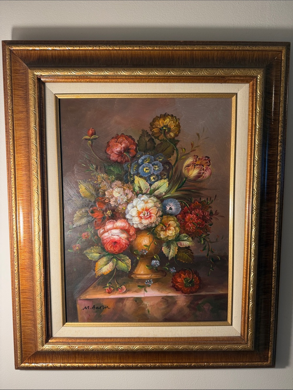 Adam Floral Bouquet Wall Art - Gold Framed Multicolor Still Life